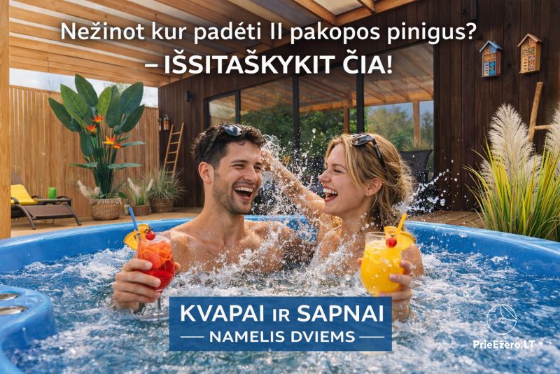 Privatus namelis DVIEMS - su Jakuzzi + Aromaterapinė pirtelė. TVENKINYS KIEME, UPĖ - ŠALIA! Vilniaus pakraštys!!!